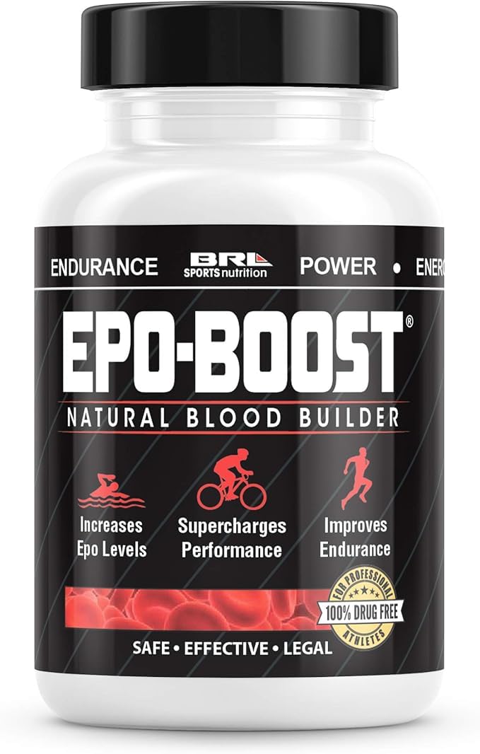 EPO-Boost bottle showing daily capsules for energy and endurance support.