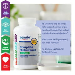 Equate Healthy Brain formulation illustration suggests focus-supporting daily nutrition.