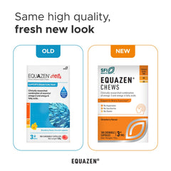Equazen Eye Q Chews strawberry flavor close-up, kid-friendly snack with omega fatty acids.