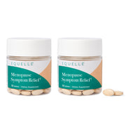 Equelle bottle front view promoting menopause relief and everyday wellness.