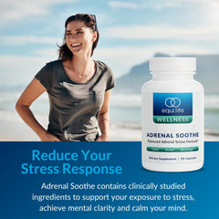 Equilife blend of ashwagandha and L-Theanine shown for calm focus.
