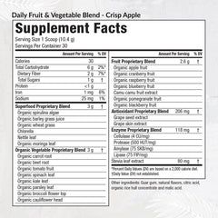 EquiLife Daily Fruit & Vegetable Blend scoop beside powder for easy servings.