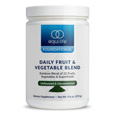EquiLife Daily Fruit & Vegetable Blend tub with vibrant powder for a nutrient-dense morning boost.