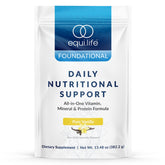 Equilife Daily Nutritional Support vanilla shake bottle ready for on the go nutrition.