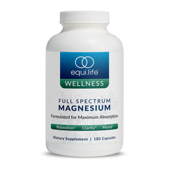 Equilife full-spectrum magnesium bottle with capsules for daily wellness.