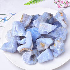 Erliway Blue Lace Agate in velvet bag, perfect for gifting and safekeeping.