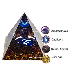 Clear resin orgone pyramid crafted with natural materials by Erliway