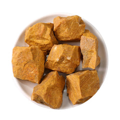 Close-up of the lustrous yellow color and natural inclusions for collection or decor