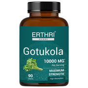 ERTHRI Gotu Kola tablets bottle front, vegan supplement for daily wellness