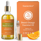 Essencetics Sweet Orange Essential Oil bottle shows a citrus aroma for refreshing mood