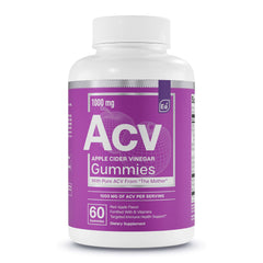 Essential Elements ACV Gummies bottle on counter for convenient digestion support.