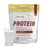 Essential Elements pea protein powder vanilla tub, a dairy-free plant-based protein for workouts.