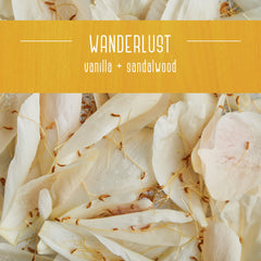 Wanderlust fragrance blends sandalwood, orange, and patchouli for calm ambiance