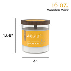 Wanderlust candle on desk creating warm room ambience