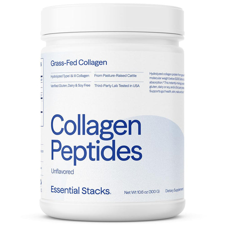 Essential Stacks Collagen bottle shows convenient daily supplementation