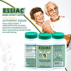 Essiac herbal ingredients burdock, slippery elm, and rhubarb shown for potency