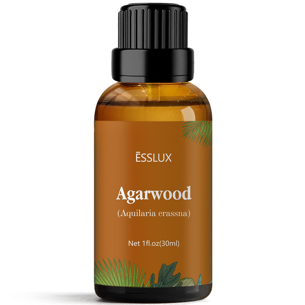 ESSLux agarwood essential oil bottle with dropper for precise use in blends.