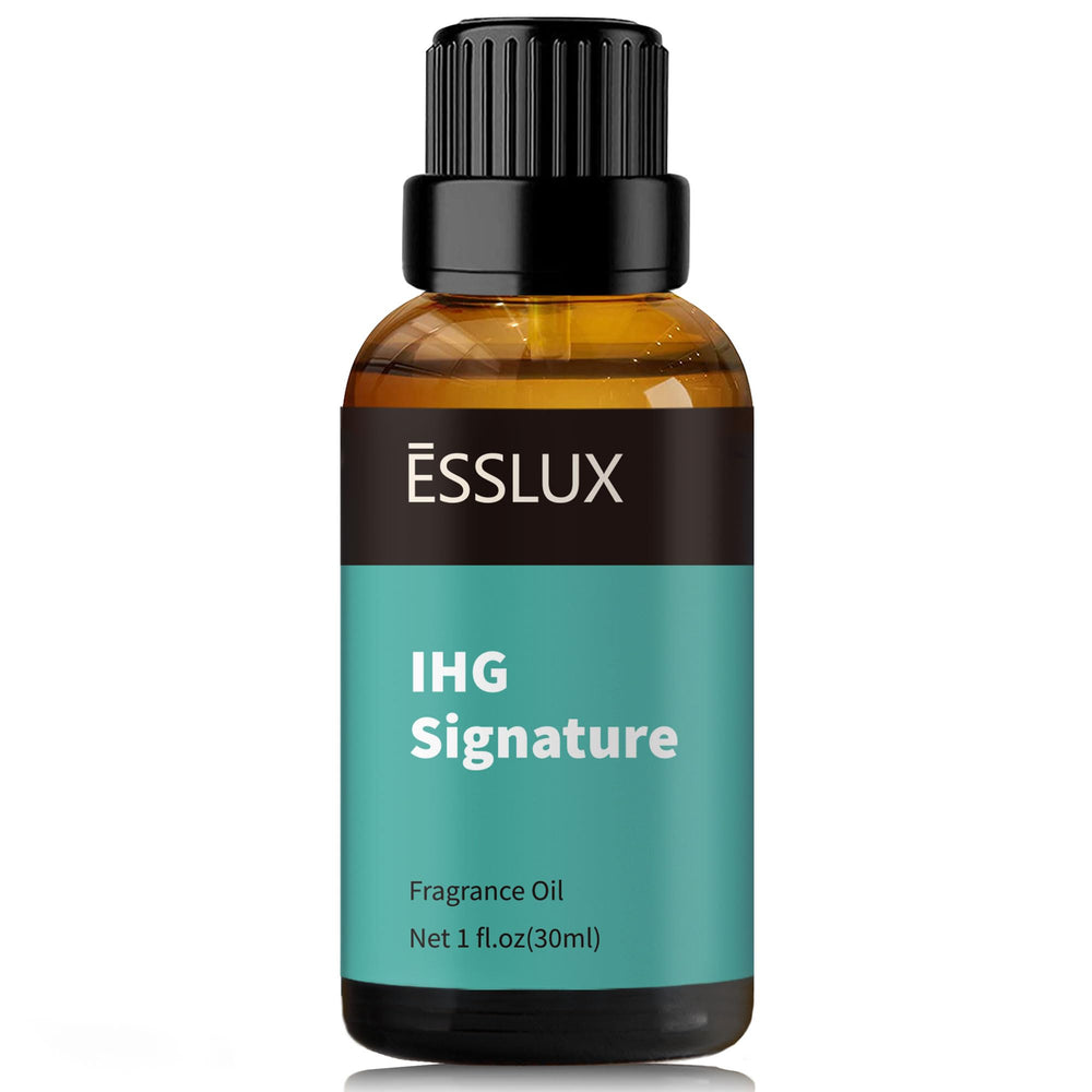 ESSLux IHG Signature diffuser oil bottle close-up for a refined, long-lasting fragrance.