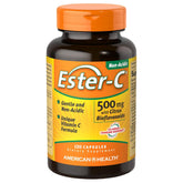 Ester-C bottle with citrus bioflavonoids capsules for immune support.