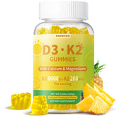 esverco Vitamin D3 K2 Gummies bottle pouring for easy daily calcium delivery