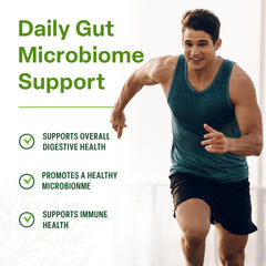 Graphic shows 18 strains supporting diverse gut bacteria