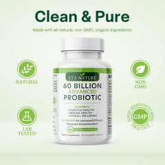 Label emphasizes 60B CFUs and potent gut balance