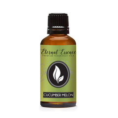 Eternal Essence Oils Cucumber Melon bottle closeup highlighting a premium fragrance for candles and soaps.
