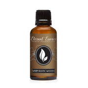 Eternal Essence Oils Warm Rustic Woods bottle close-up with dropper for precise blending.