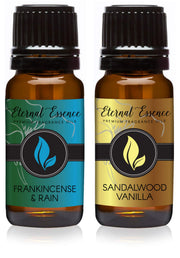Eternal Essence Oils sandalwood-vanilla bottle for DIY candles and soaps, enhancing home ambience.