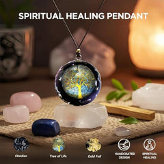 EternalOrgone crystal pendant chakra balances energy in yoga and meditation.