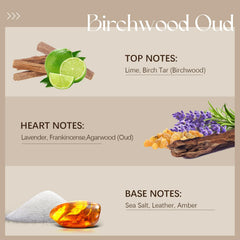 Ethlauff Birchwood Oud fragrance oil used in candle making setup for rich scent.