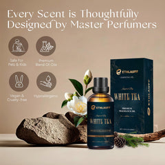 Ethlauff HotelDiffuser White Tea diffuser setup creates a serene room.