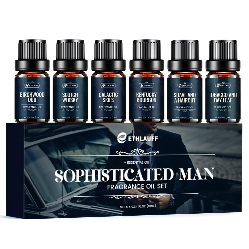 Ethlauff Men Essential Oils Set tobacco-bay-leaf bottle for diffuser ambiance
