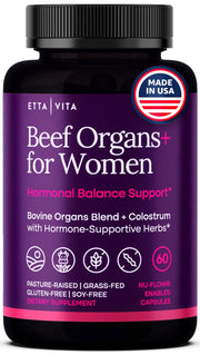 Etta Vita Women’s Primal Beef Organ bottle showing all-in-one wellness for daily vitality