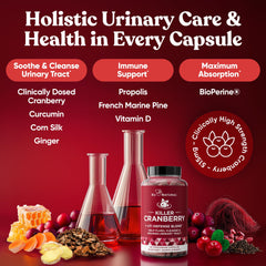 Eu Natural 9-In-1 Cranberry Pills bottle label demonstrates vegetarian formula