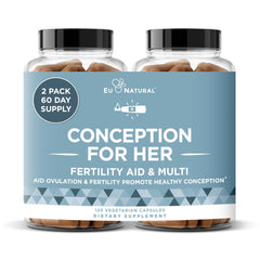 Eu Natural Conception bottle front showing label, supporting hormonal balance and fertility.