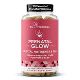 Eu Natural Glow Prenatal bottle front view for daily prenatal nourishment.