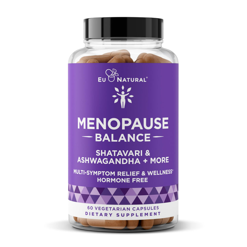 Eu Natural Menopause Balance bottle with label, offering calm daily support.