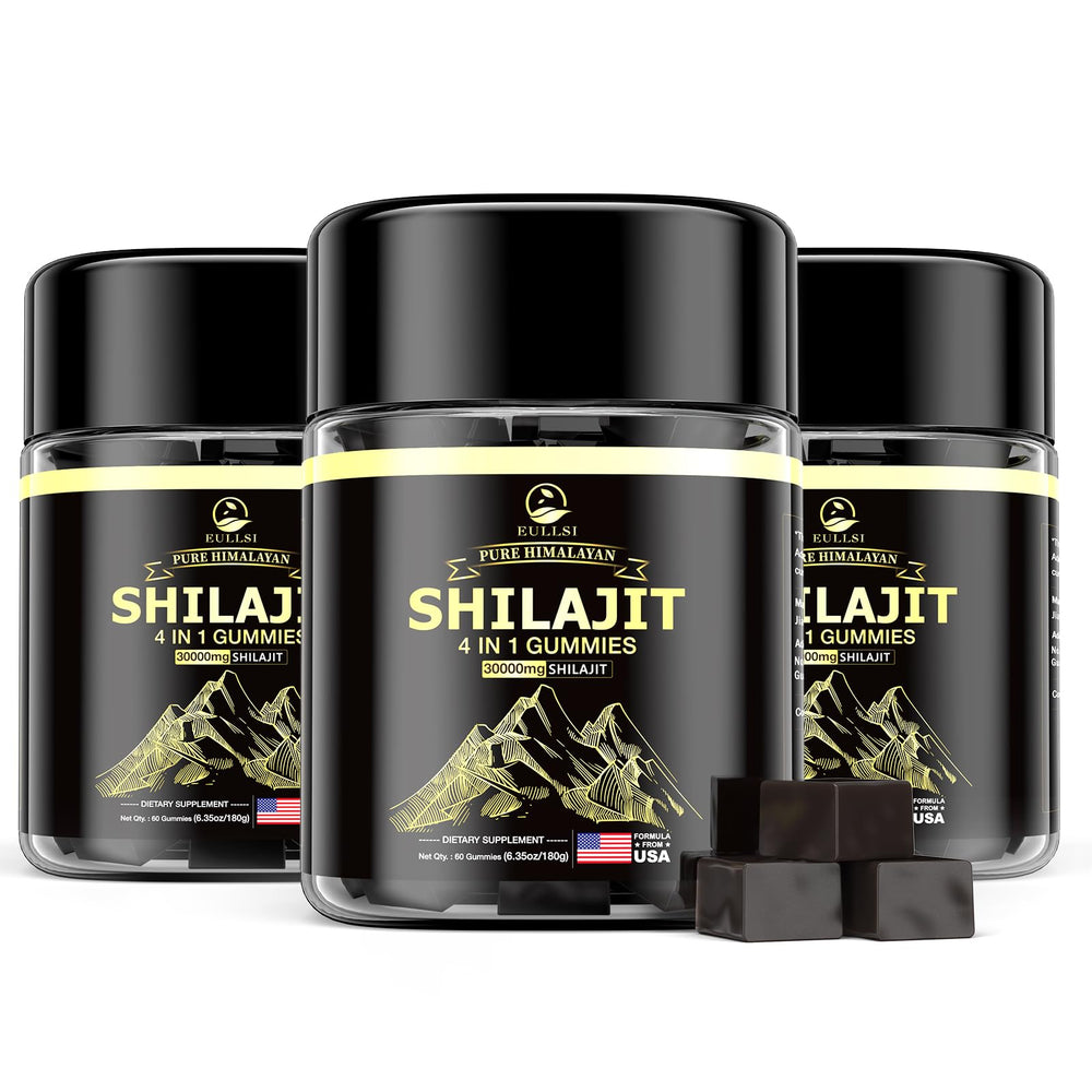 Eullsi Shilajit Gummies bottle close-up for convenient daily energy support.