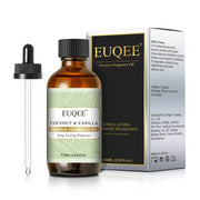 EUQEE Coconut Vanilla fragrance oil bottle for long-lasting diffuser scents.