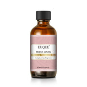 EUQEE Fresh Linen fragrance oil bottle for long-lasting aroma in diffusers and DIY projects.