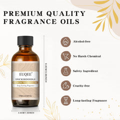 EUQEE Snickerdoodle amber glass bottle protecting fragrance from light for lasting scent.