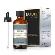 EUQEE Warm Rustic Woods fragrance oil bottle with glass dropper for precise use.