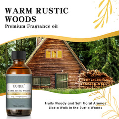 EUQEE Warm Rustic Woods glass bottle and dropper ideal for diffusers.