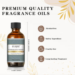 EUQEE Warm Rustic Woods oil pour bottle ready for candle making.