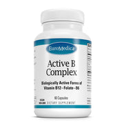 EuroMedica Active B Complex bottle front view showing daily heart and nervous system support.