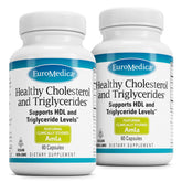 EuroMedica Healthy Cholesterol and Triglycerides bottle with label highlighting heart support.