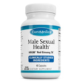 EuroMedica male health bottle with capsules suggests daily stamina support.