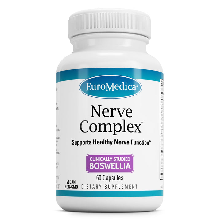 EuroMedica Nerve Complex bottle showing vegan capsules for nerve health.