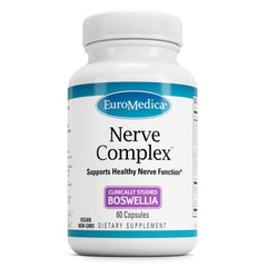 EuroMedica Nerve Complex bottle showing vegan capsules for nerve health.
